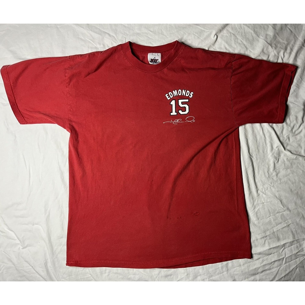 Y2K 2000 Joy Athletic Jim Edmonds T Shirt Men's XL Red St Louis Cardinals